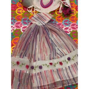 Mattel Barbie Springtime Magic Fashion Outfit dress, hat, Bouquet, Shawl Set #1